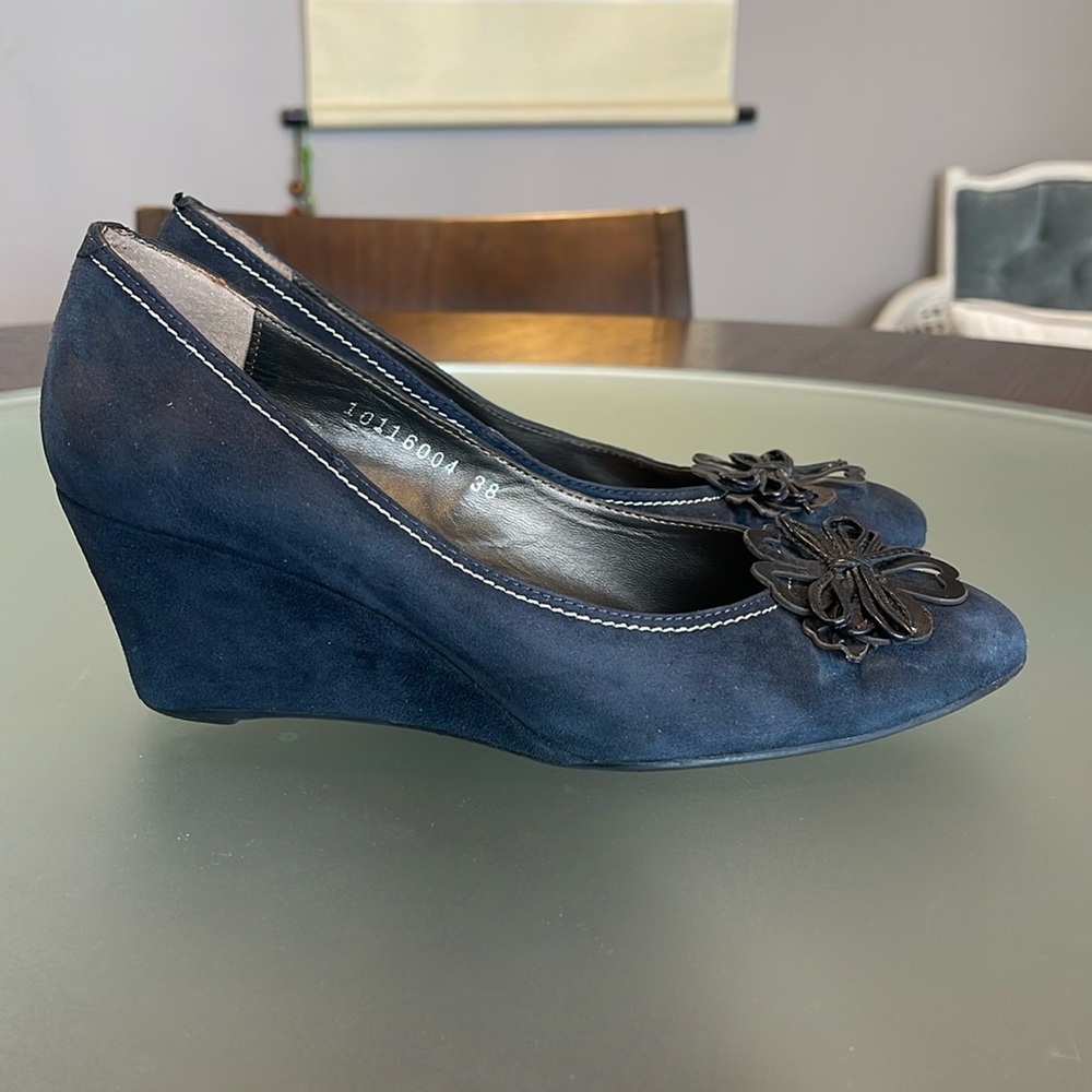Wedge Heels in Blue Suede - sz 7.5